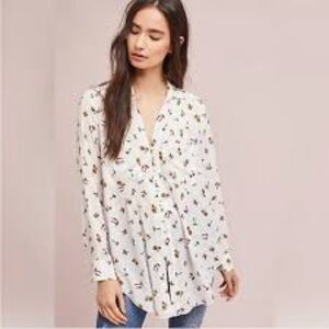 Anthropologie Maeve Matilda Fairy Mushroom Blouse White Multi Size Medium